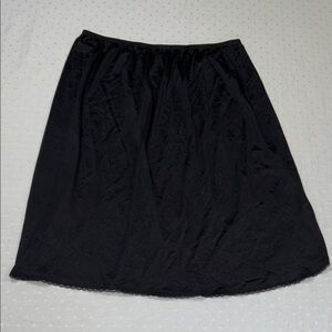 Black A-Line Half Slip semi sheer lace trimmed Skirt with slit